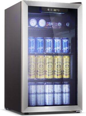 Antarctic Star Mini Soda Fridge – 125 Can Beverage Refrigerator, Glass Door, Adjustable Shelves, 3.3 Cu. Ft.