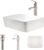 19 Inch Bathroom vessel Sink and Faucet Combo – VOKIM 19″ x15″Artistic Porcelain Ceramic Vessel Sink Basin Washing Bowl Set, Cabinet Countertop Sink with Brushed Nickel Faucet Pop-up Drain