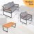 Outvita Patio Furniture 4pcs Outdoor Conversation Sofa Set with Acacia and Metal Coffee Table, Loveseat and Single Chair for Backyard Garden Terrace Balcony