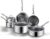 SNOWCLAD Pots and Pans Set Non Stick, 10 Pcs Hybrid Stainless Steel Cookware Sets, Non Stick Frying Pans, Saucepans, Saute Pan & Stock Pot, PFOA Free Kitchen Skillet,Induction Compatible