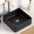 KES Black Bathroom Vessel Sink 14 Inch Above Counter Square Ceramic Countertop Sink for Cabinet Lavatory Vanity, BVS122-BK