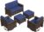 COOS BAY Harbor Retreat Patio Furniture Set, 5 Piece Outdoor Furniture Set w/Swivel Rocking Chairs, 2 Seat Loveseat and Ottomans, Wicker Patio Conversation Set of 5, Brown/Blue