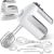 5-Speed Electric Hand Mixer, 800W Handheld Mixer with Turbo for Baking & Cooking, Kitchen Food Mixer with Storage Case & 5 Stainless Steel Attachments (2 Beaters, 2 Dough Hooks, 2 Whisks)-White