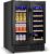 Velivi Beverage Refrigerator – 24-Inch Dual Zone Beverage Cooler, Glass Door, Built-in or Freestanding, Quiet Cooling