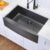 Hotis Black Farmhouse Sink, 33 Inch Farm Sink, Apron-Front 304 Stainless Steel Farmhouse Kitchen Sink, Single Bowl Undermount Apron Sink With Dish Grid