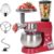 6-in-1 Multifunctional Stand Mixer, 5.3Qt 660W, 6-Speed Tilt-head, Electric Kitchen Mixer with Stainless Steel Bowl,Meat Grinder, Juice Blender (Red)