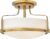 Hinkley Harper 3641HB Medium Semi-Flush Mount Ceiling Light – Sleek, Retro Style – Heritage Brass + Etched Opal Glass