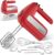 5-Speed Electric Hand Mixer, 800W Handheld Mixer with Turbo for Baking & Cooking, Kitchen Food Mixer with Storage Case & 6 Stainless Steel Attachments (2 Beaters, 2 Dough Hooks, 2 Whisks)-Red