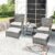 5 PCS Outdoor Patio Furniture Set with Table&Ottoman Outdoor Furniture Patio Set Bistro Wicker Patio Set (Gray Wicker& Basic Cushion, 5PC – 2 Chair + 2 Ottoman + 1 Table)