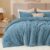 BEDELITE Fleece Queen Comforter Set -Super Soft & Warm Fluffy Blue Fog Bedding, Luxury Fuzzy Heavy Bed Set for Winter with 2 Pillow Cases