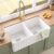 Double Bowl Farmhouse Sink, DeerValley DV-1K503 Nova 33″ L x 18″ W Fireclay Farmhouse Sink Double Bowl 50/50 Kitchen Sinks, Reversible Apron Front Kitchen Sinks with Bottom Grid and Strainer in White