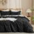 PHF Waffle Weave Duvet Cover Set King Size, 3 Piece Ultra Soft Breathable Durable Comforter Cover for All Season, Waffle Textured Duvet Set with 2 Pillow Shams Bedding Collection,104″x90″,Black