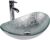 Bathroom Boat Shape Artistic Glass Vessel Sink Free Chrome Faucet and Pop-up Drain Set, Silver