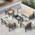 Aoxun 5 Pieces Patio Furniture Set Outdoor Aluminum Furniture Set with Waterproof Cover Patio Sectional Conversation Set with Coffee Table for Lawn, Garden, Backyard (Beige)