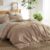 Bedsure Linen Duvet Cover King Size – Linen Cotton Blend Bedding Set, Soft & Cozy, 3 Pieces, 1 Duvet Cover 104×90 Inches and 2 Pillowcases, Brown Color Cooling Bedding, Comforter Sold Separately